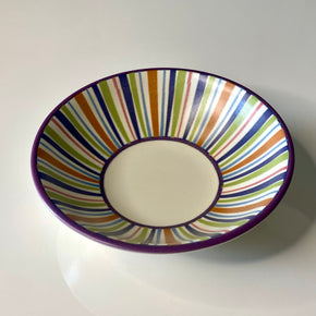 kit 6 bowls listrados coloridos, ideal para sopas, cereais, sorvetes e petiscos. Adicione cor e personalidade à sua rotina com este item exclusivo de mesa posta.