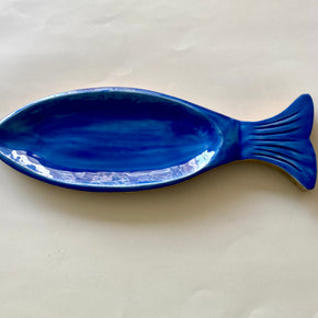 ENFEITE PEIXE BASE MADEIRA COR AZUL