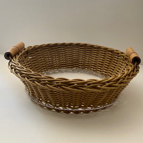 CESTA REDONDA DE VIME COM BAMBU M DETALHES