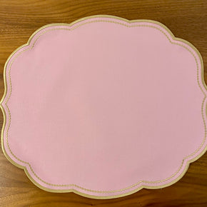 JOGO AMERICANO ROSA COM BARRADO DOURADO MESA & CIA