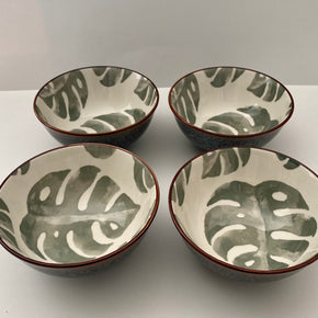 KIT 4 BOWLS EM CERÂMICA ESTAMPA BOTÂNICA M BTC