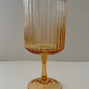 TAÇA DE VIDRO CANELADA ÂMBAR FLORARTE