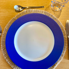 KIT 4 SOUSPLATS EM POLIPROPILENO AZUL E OFF WHITE.