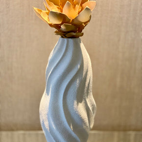 VASO DECORATIVO EM CERÂMICA TEXTURIZADA OFF WHITE G FLORARTE