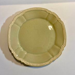 PRATO DE SOBREMESA ZANATTA CASA - VERDE CELADON COM BORDA DE BOLINHAS ZANATTA CASA