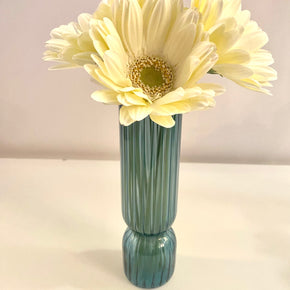 MINI VASO DE VIDRO CANELADO SLIM AZUL