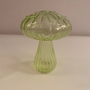 MINI VASO COGUMELO EM VIDRO VERDE