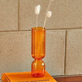 MINI VASO DE VIDRO CANELADO SLIM LARANJA