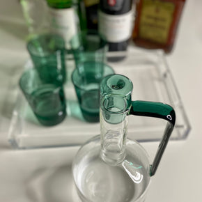 JARRA TIPO GARRAFA EM VIDRO BOROSSILICATO VERDE FLORARTE