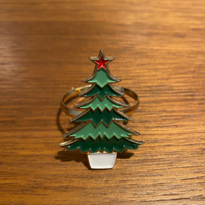 KIT 4 ANÉIS DE GUARDANAPOS ÁRVORE DE NATAL EM PVC