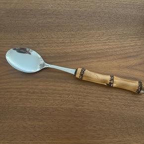 Colher para Servir Multiuso de Bambu Natural Carbonizado e Aço Inox