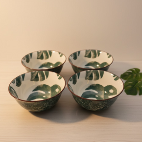 conjunto 4 bowls cerâmica decorativos botânica