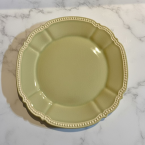 Prato Sobremesa Verde Celadon com Borda de Bolinhas Cerâmica Zanatta Casa